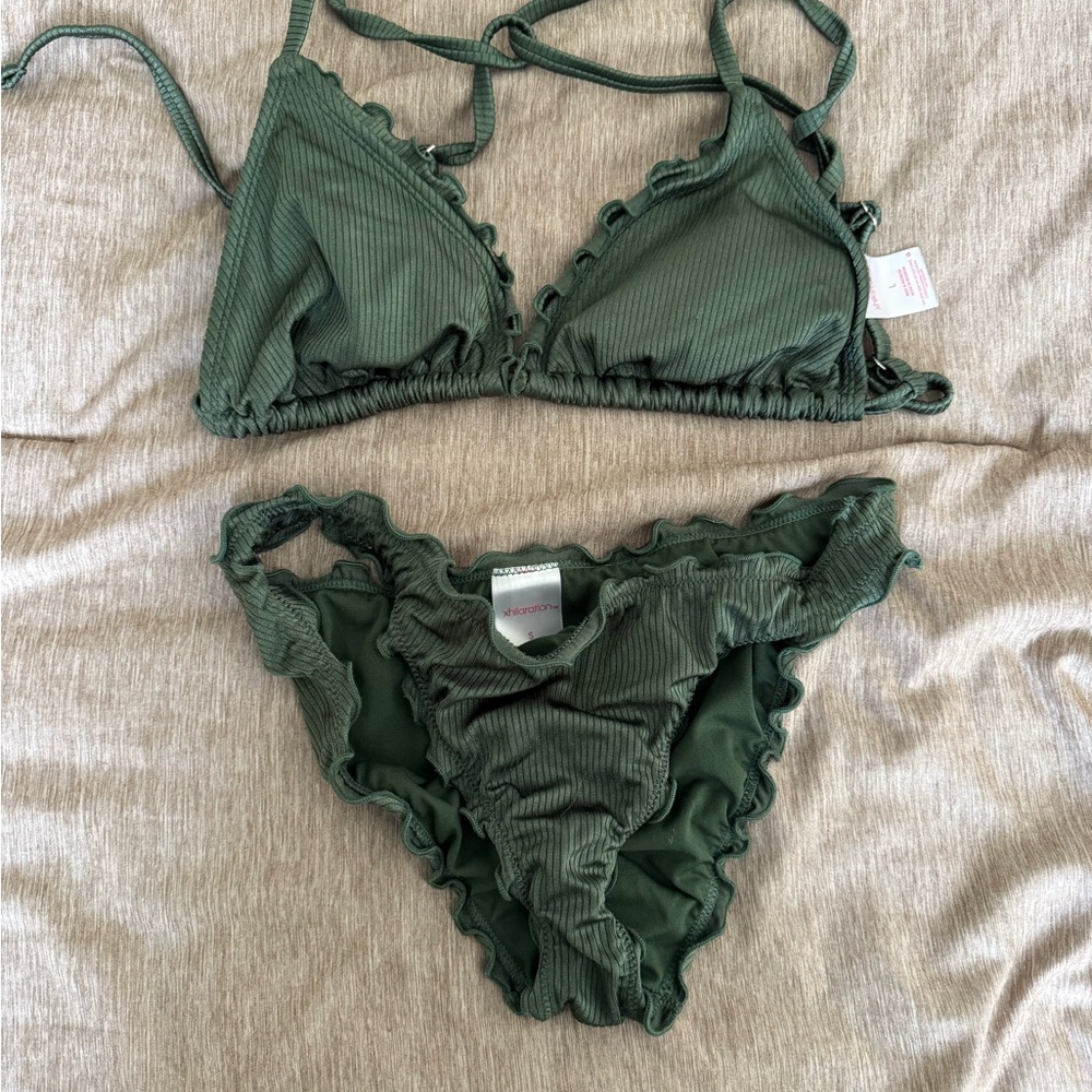 Green Ruffled Bikini Set